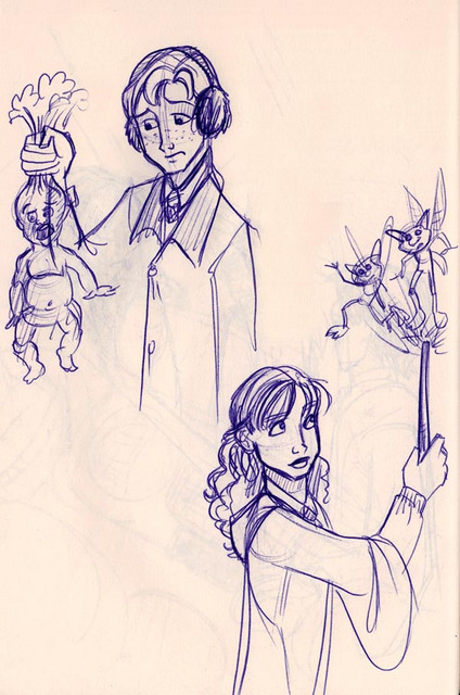 Ron struggles with mandrakes and Hermione handles Cornish pixies