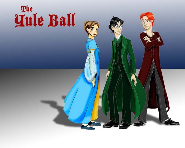 A wallpaper of the trio at the Yule Ball