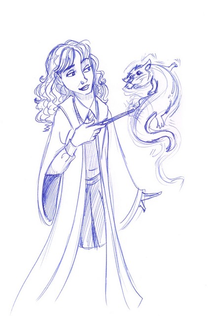 Hermione fondly watches her otter-shaped Patronus gambol by