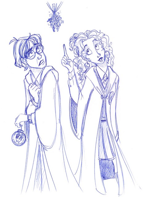 Luna warns Harry that the mistletoe above them may be infested with nargles