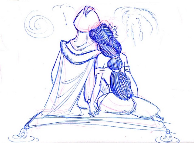 Aladdin and Jasmine share a carpet ride