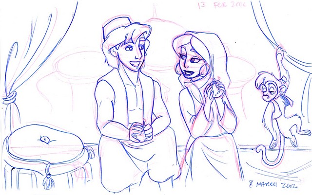 Aladdin and Jasmine (in disguise) talk