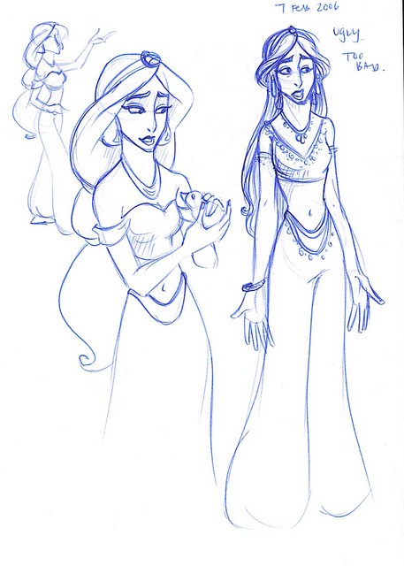 Some drawings inspired by the Aladdin show at Disney's California Adventure (don't mind the ugly one on the right)