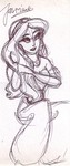 A sketchy drawing of Jasmine (done on receipt paper at the Disney-MGM Studios)