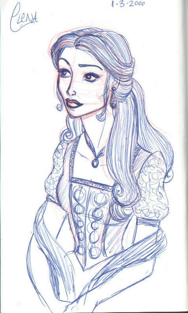 This is a sketch intended to resemble Catherine Zeta-Jones from The Mask of Zorro.